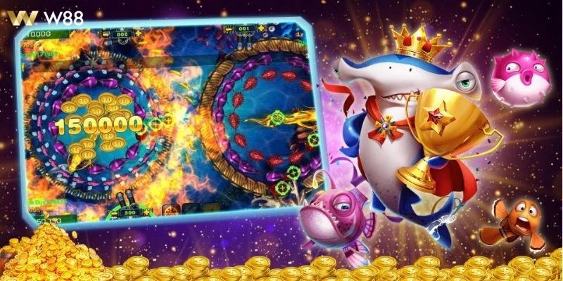 Giao diện trò chơi Bắn Cá W88 trực quan sinh động dễ thao tác